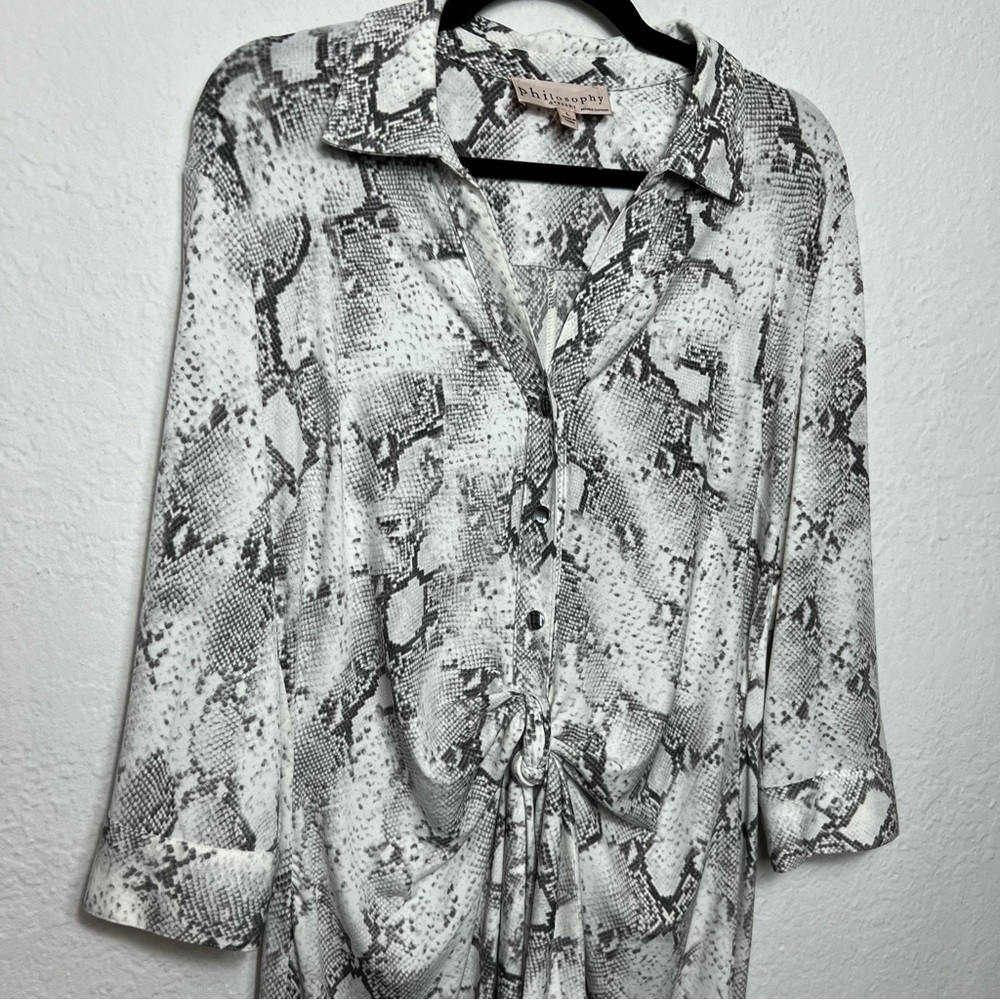 Philosophy Snake Print Button Front Quarter Sleev… - image 3